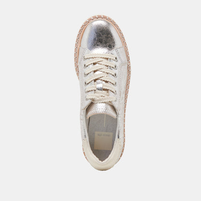 TWAIN SNEAKERS SILVER CRACKLED LEATHER - Dolce Vita