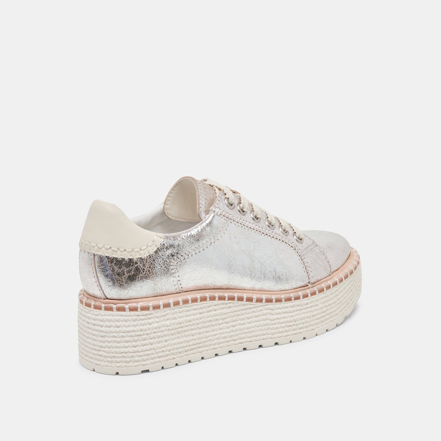 TWAIN SNEAKERS SILVER CRACKLED LEATHER - Dolce Vita