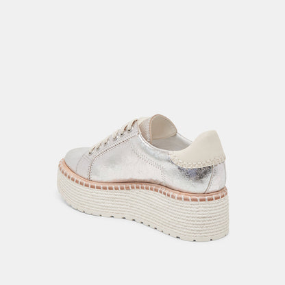 TWAIN SNEAKERS SILVER CRACKLED LEATHER - Dolce Vita