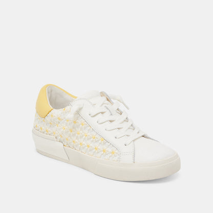 ZINA FLORAL SNEAKERS WHITE YELLOW FLORAL MESH - Dolce Vita