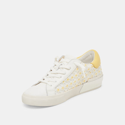 ZINA FLORAL SNEAKERS WHITE YELLOW FLORAL MESH - Dolce Vita