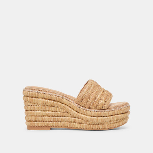 Throne Lt Natural Raffia Wedges - Dolce Vita