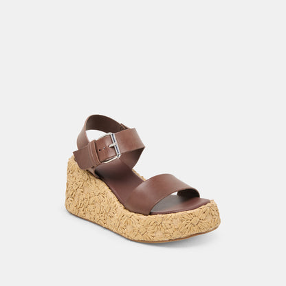 Auri Dk Brown Leather Wedges - Dolce Vita