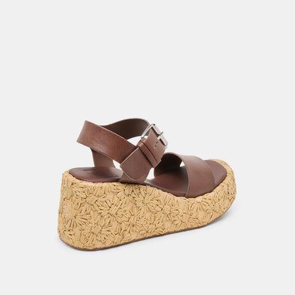 Auri Dk Brown Leather Wedges - Dolce Vita
