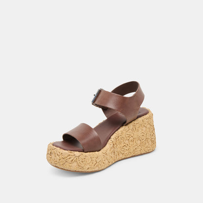 Auri Dk Brown Leather Wedges - Dolce Vita