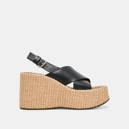 SKYLAR WEDGES BLACK LEATHER - Dolce Vita