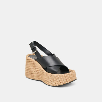 SKYLAR WEDGES BLACK LEATHER - Dolce Vita