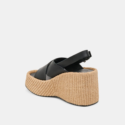 SKYLAR WEDGES BLACK LEATHER - Dolce Vita