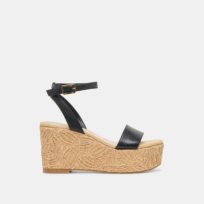TALISA WEDGES BLACK LEATHER - Dolce Vita