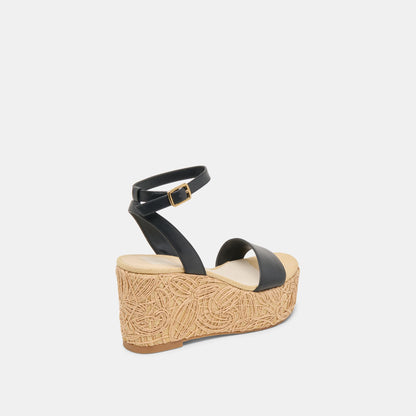TALISA WEDGES BLACK LEATHER - Dolce Vita