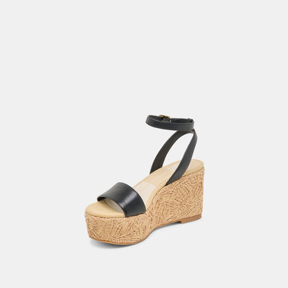 TALISA WEDGES BLACK LEATHER - Dolce Vita