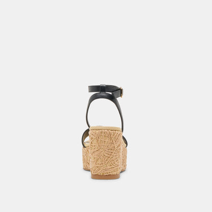 TALISA WEDGES BLACK LEATHER - Dolce Vita