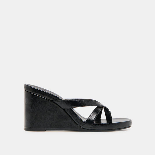 Helan Black Leather Wedges - Dolce Vita