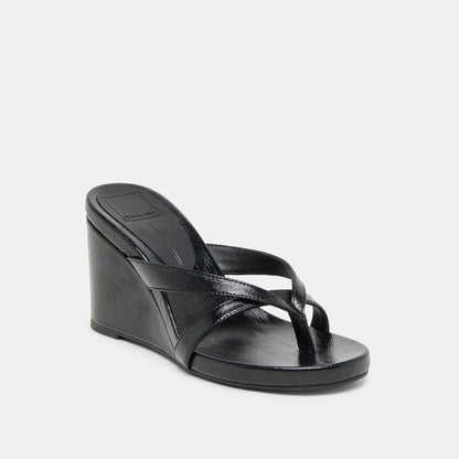 Helan Black Leather Wedges - Dolce Vita