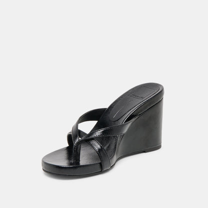 Helan Black Leather Wedges - Dolce Vita