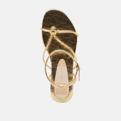 Kenley Gold Leather Sandals - Dolce Vita