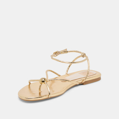 Kenley Gold Leather Sandals - Dolce Vita