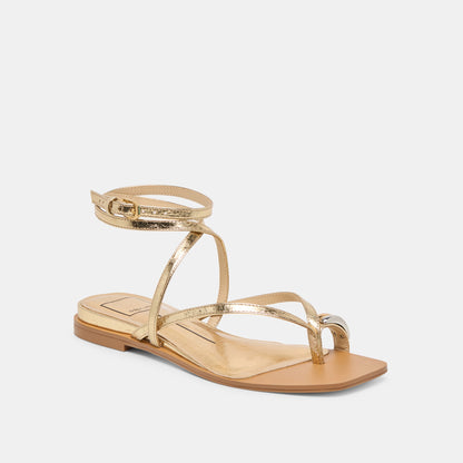 Tyrice Gold Leather Sandals - Dolce Vita