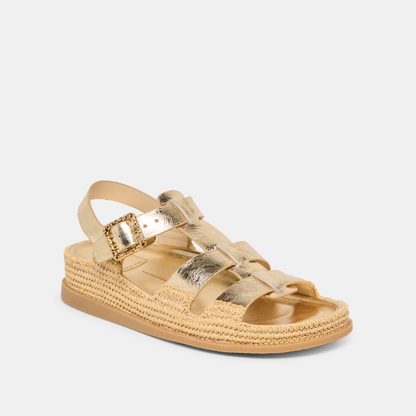 Shenna Gold Distressed Leather Sandals - Dolce Vita