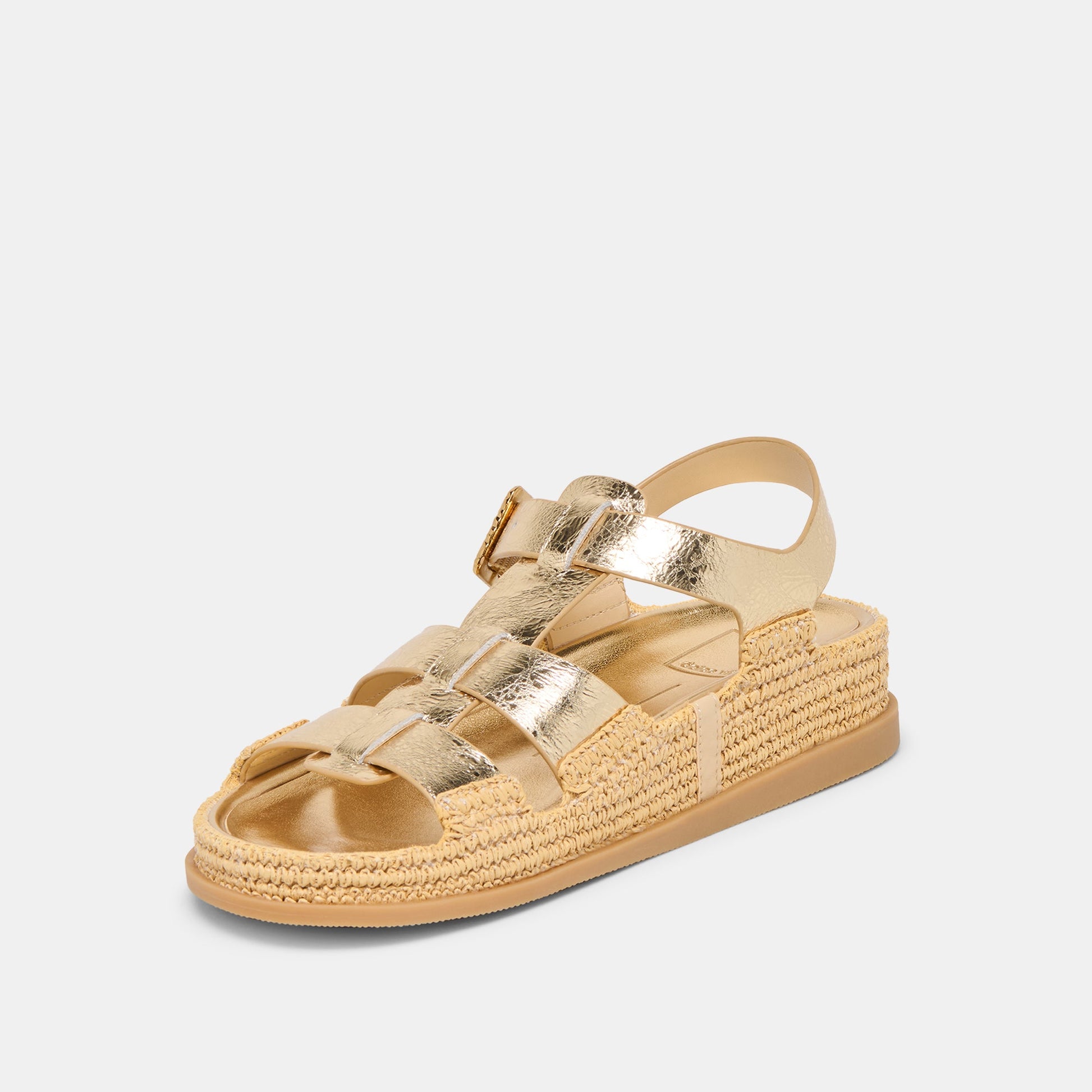 Shenna Gold Distressed Leather Sandals - Dolce Vita