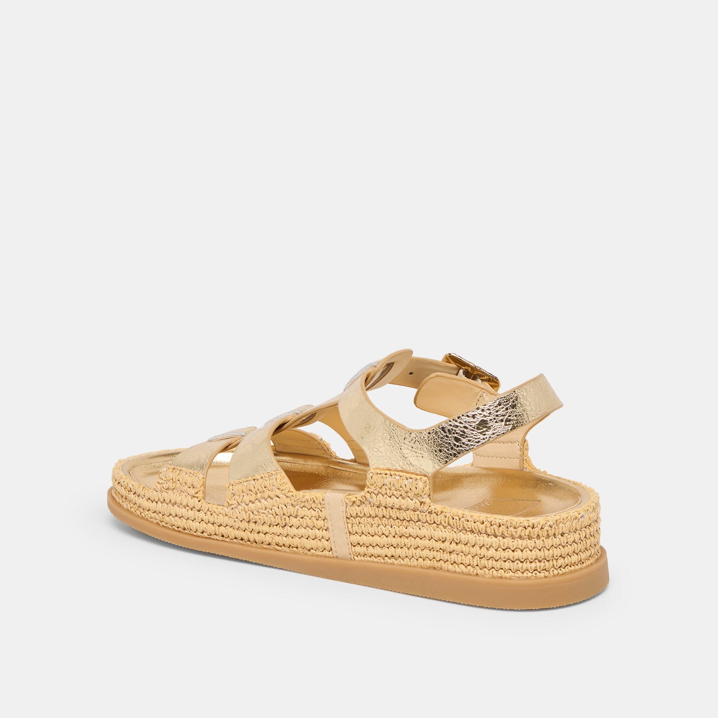 Shenna Gold Distressed Leather Sandals - Dolce Vita