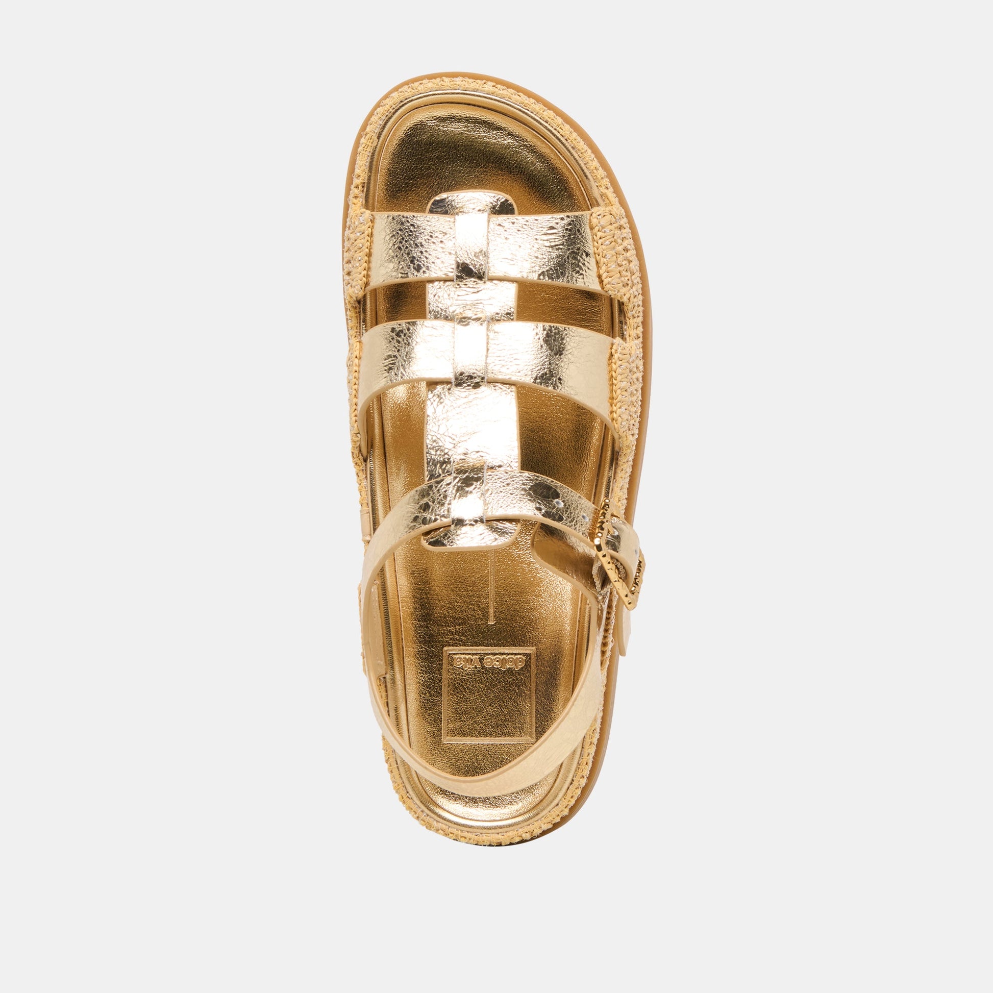 Shenna Gold Distressed Leather Sandals - Dolce Vita