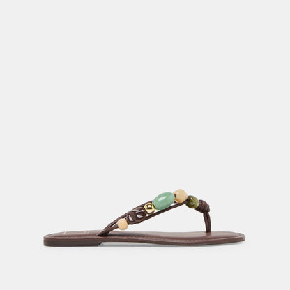 Cely Dk Brown Leather Sandals - Dolce Vita