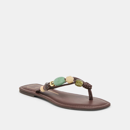 Cely Dk Brown Leather Sandals - Dolce Vita