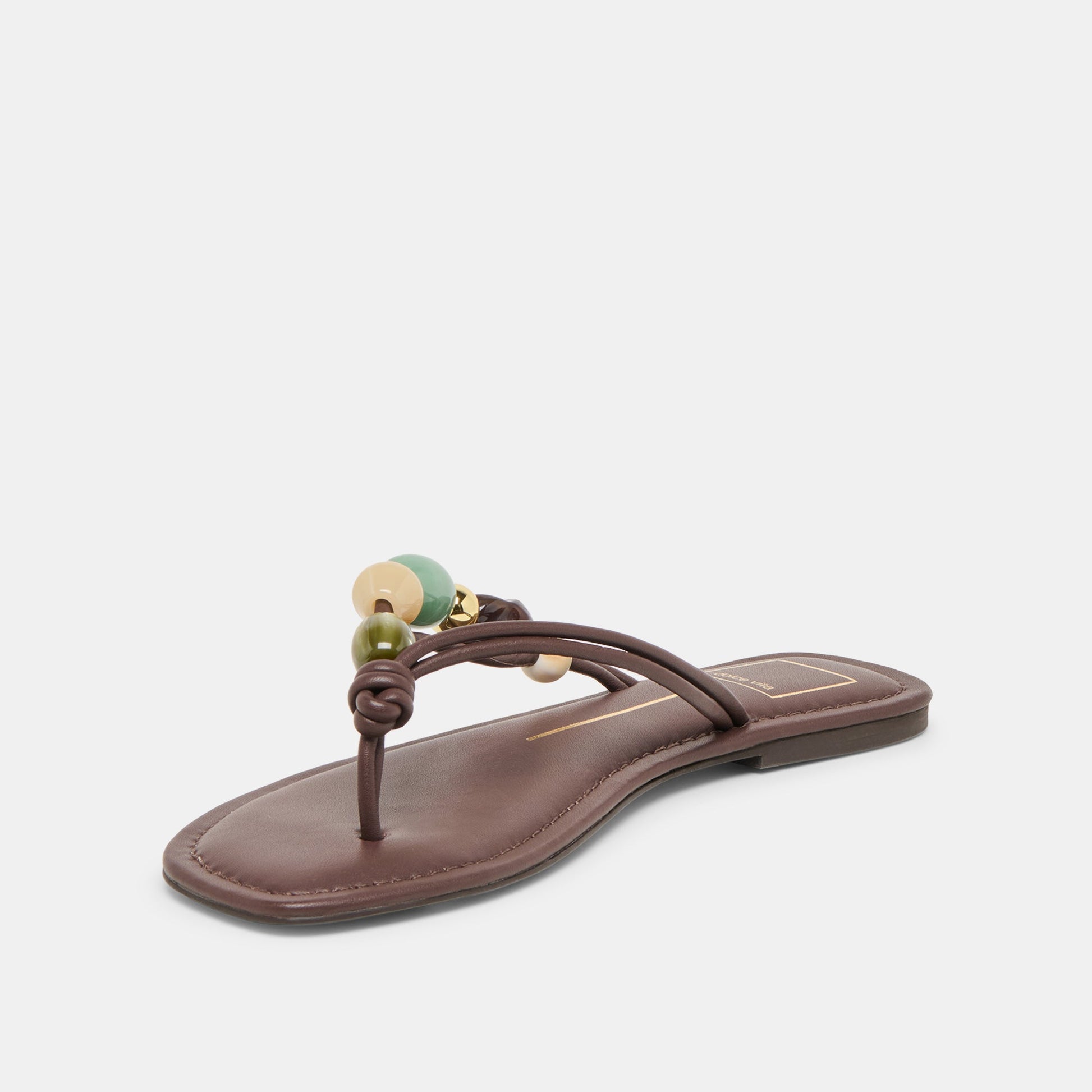 Cely Dk Brown Leather Sandals - Dolce Vita