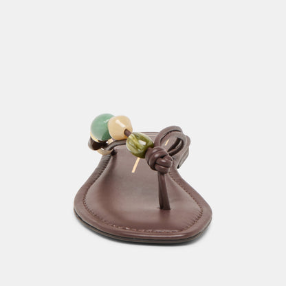 Cely Dk Brown Leather Sandals - Dolce Vita