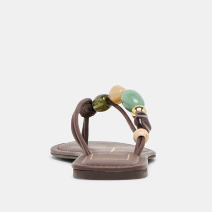 Cely Dk Brown Leather Sandals - Dolce Vita