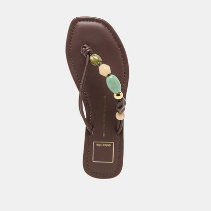 Cely Dk Brown Leather Sandals - Dolce Vita