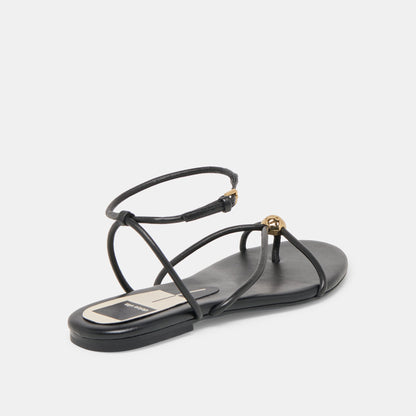 Kenley Black Leather Sandals - Dolce Vita