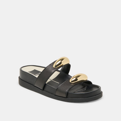 Satine Black Leather Sandals - Dolce Vita