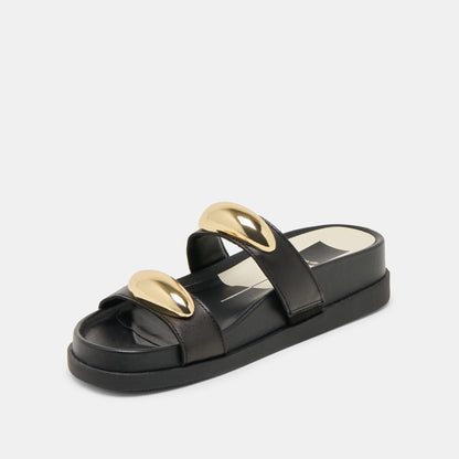 Satine Black Leather Sandals - Dolce Vita