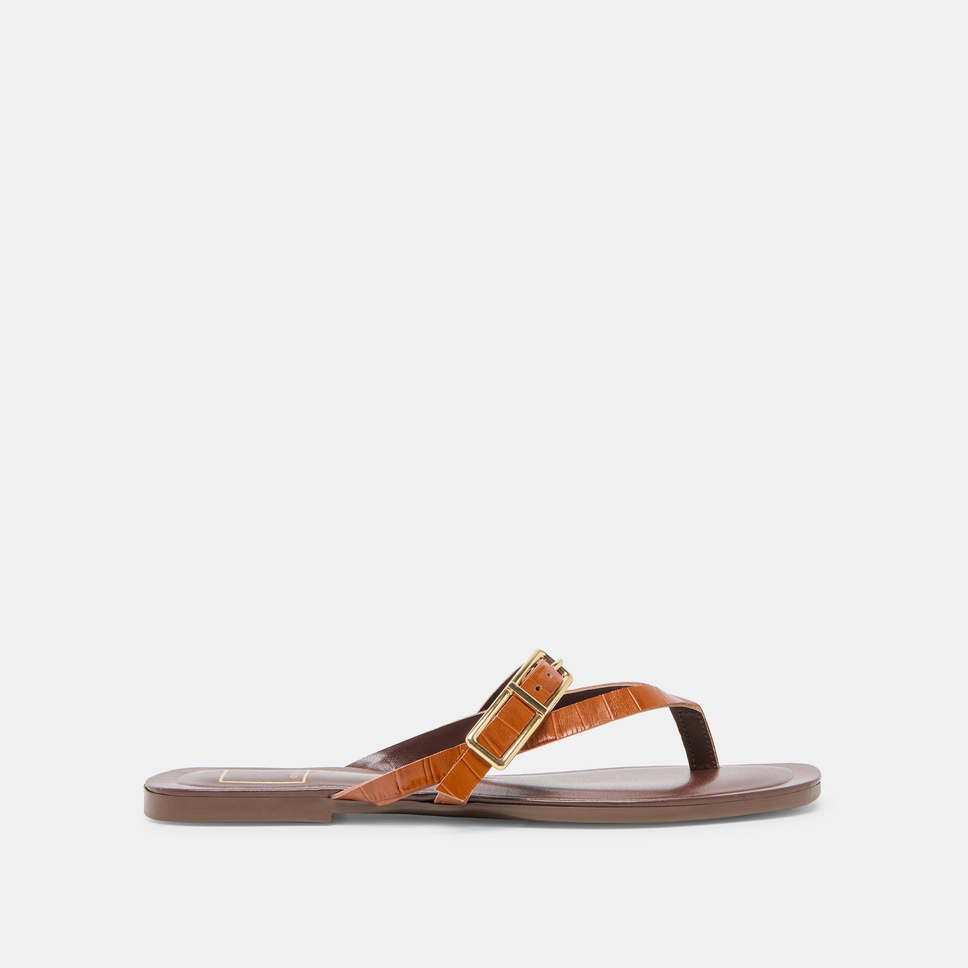 Piers Cognac Croco Embossed Leather Sandals - Dolce Vita
