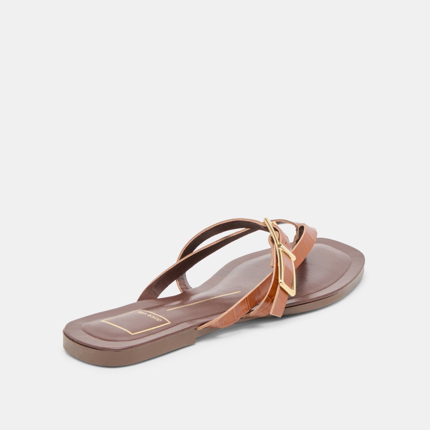 Piers Cognac Croco Embossed Leather Sandals - Dolce Vita
