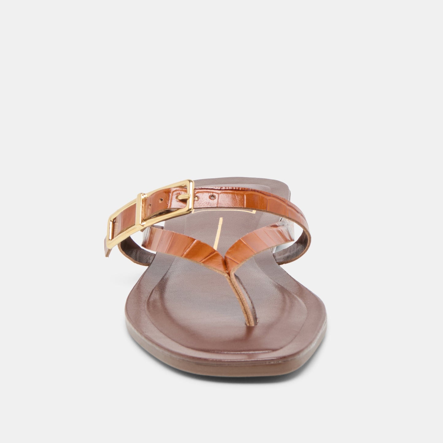 Piers Cognac Croco Embossed Leather Sandals - Dolce Vita