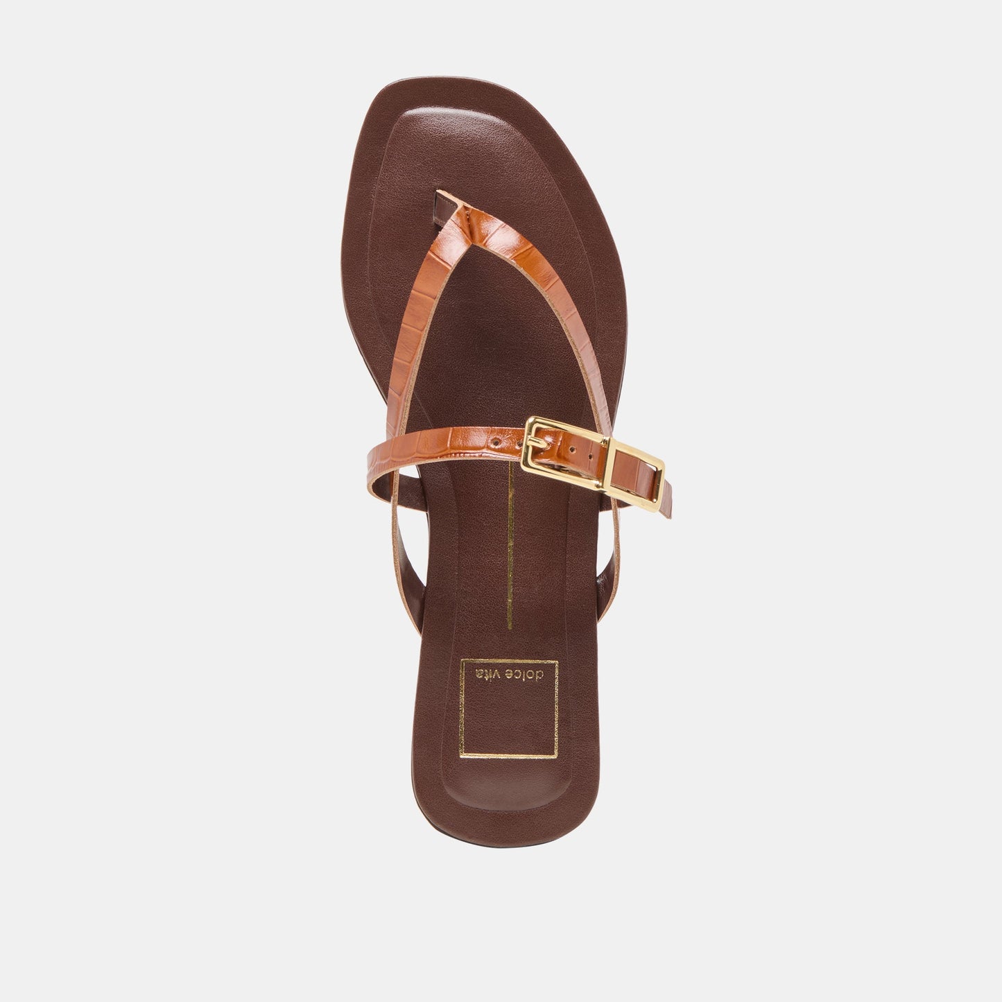 Piers Cognac Croco Embossed Leather Sandals - Dolce Vita