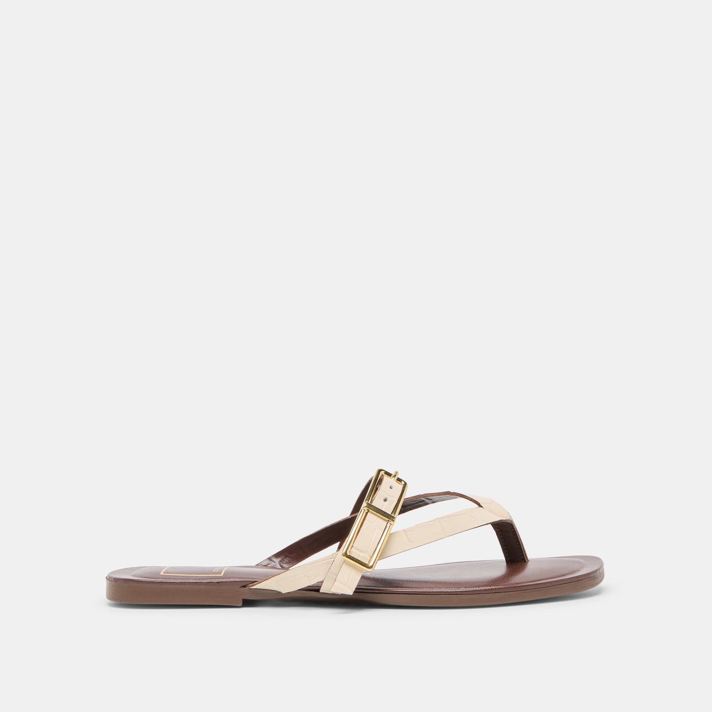 Piers Beige Croco Embossed Leather Sandals - Dolce Vita
