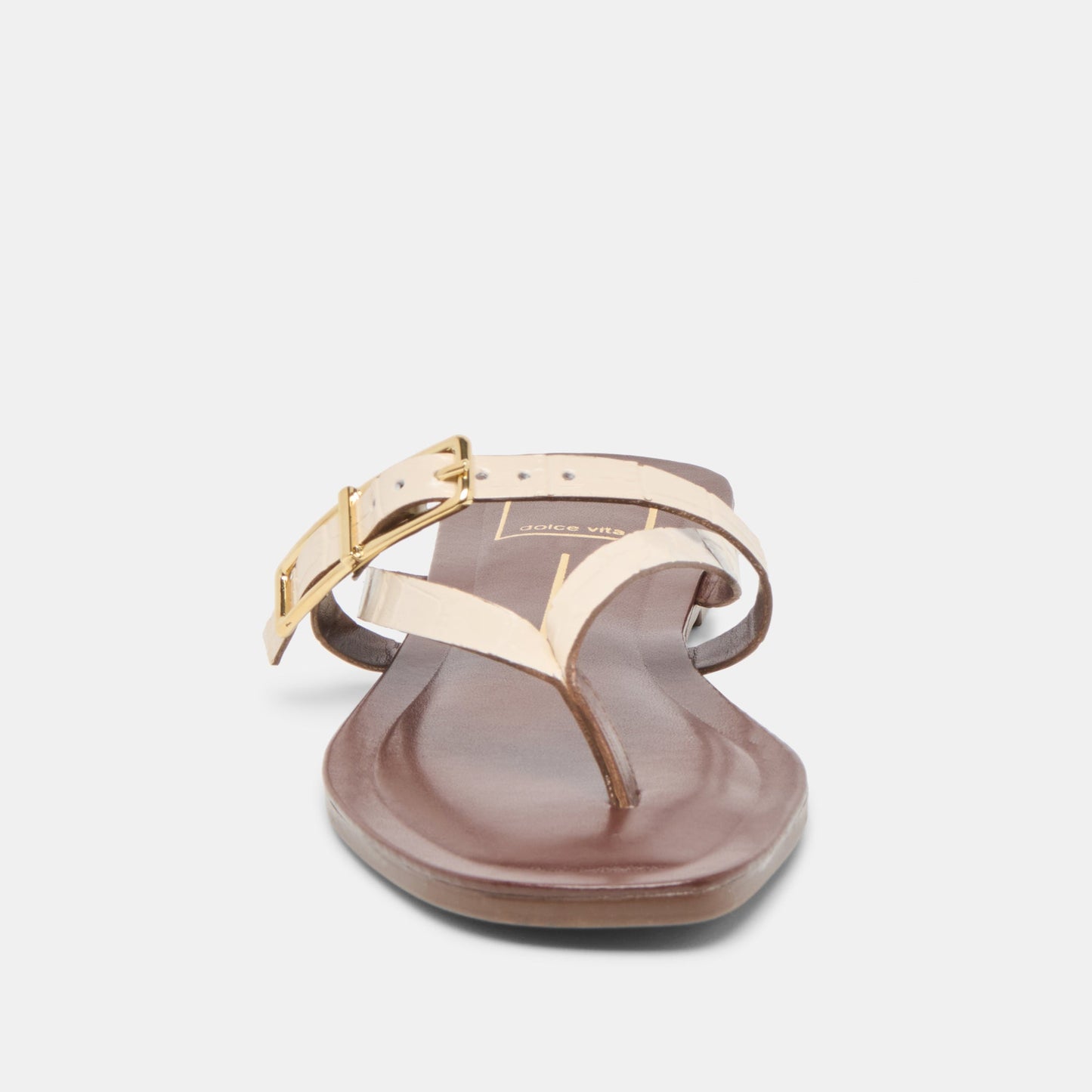 Piers Beige Croco Embossed Leather Sandals - Dolce Vita
