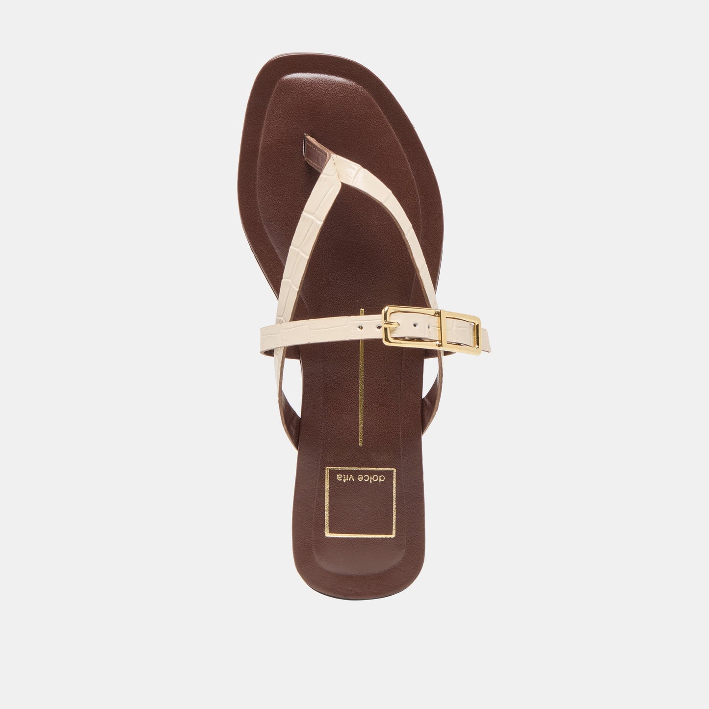 Piers Beige Croco Embossed Leather Sandals - Dolce Vita