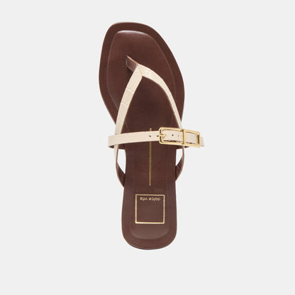 Piers Beige Croco Embossed Leather Sandals - Dolce Vita