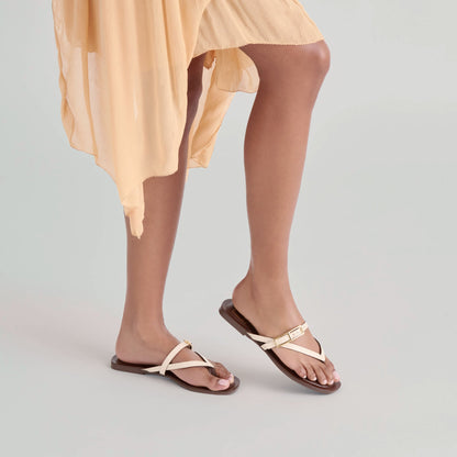 Piers Beige Croco Embossed Leather Sandals - Dolce Vita