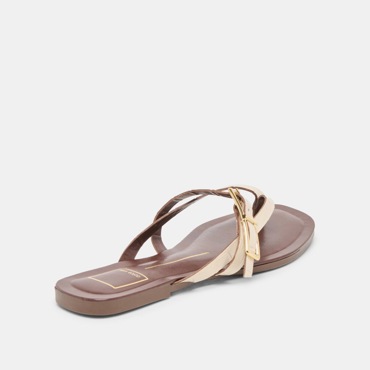 Piers Beige Croco Embossed Leather Sandals - Dolce Vita