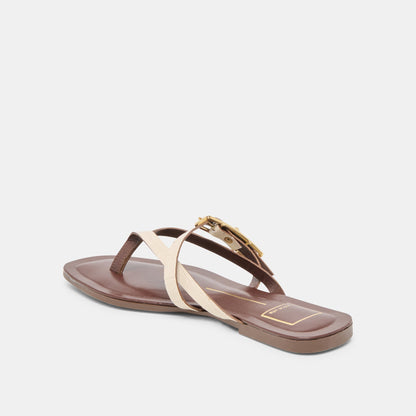 Piers Beige Croco Embossed Leather Sandals - Dolce Vita