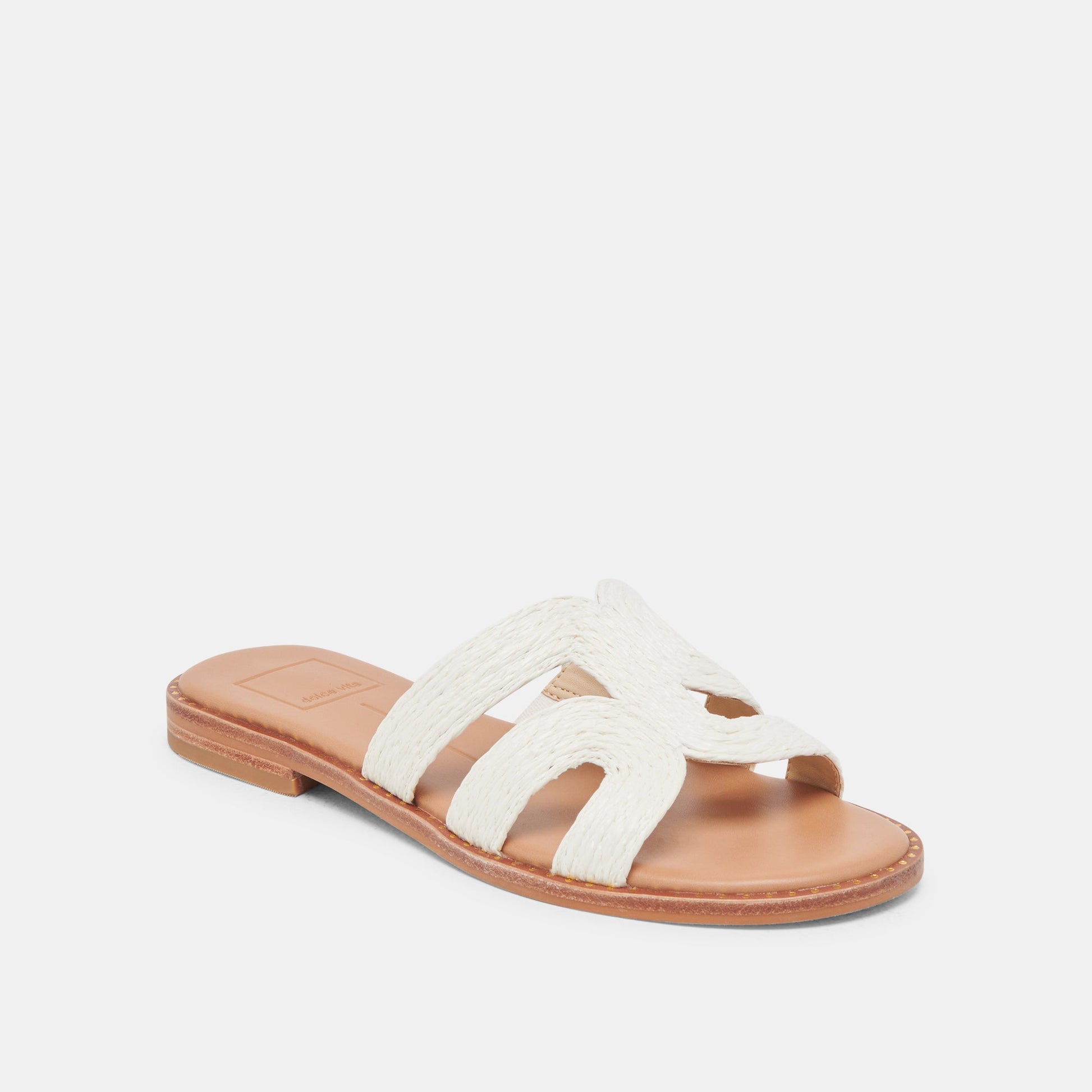 EMON WIDE SANDALS WHITE RAFFIA - Dolce Vita