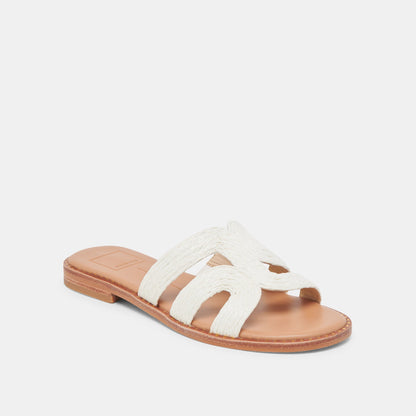 EMON WIDE SANDALS WHITE RAFFIA - Dolce Vita