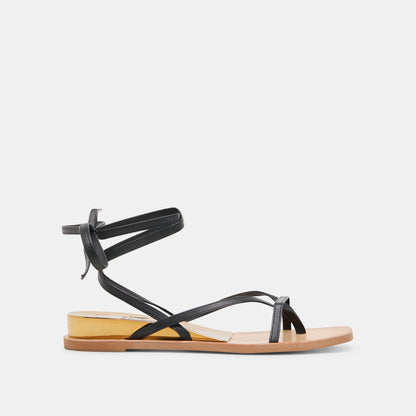 RUDIE SANDALS BLACK LEATHER - Dolce Vita