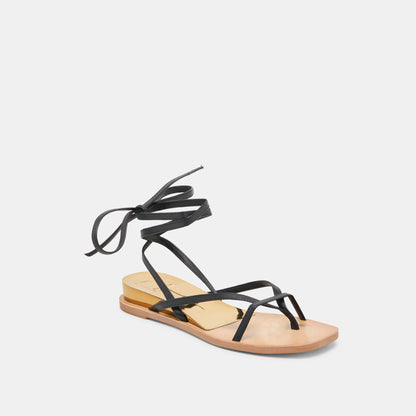 RUDIE SANDALS BLACK LEATHER - Dolce Vita